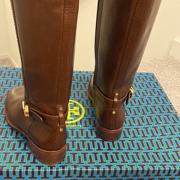 Tory Burch - Brown Leather Riding Boots W/ Buckle On Ankle - Picture 12 of 17